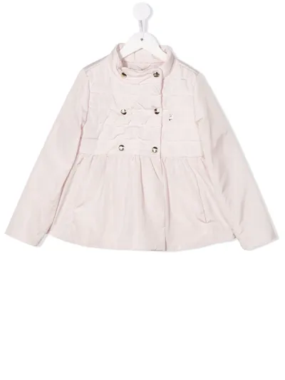 Herno Kids' Mock-neck Double-breasted Quilted Jacket In Pink