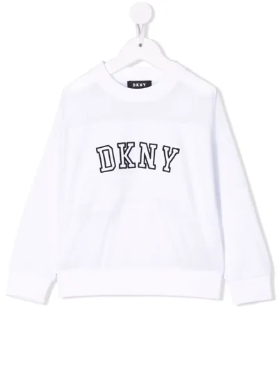 Dkny Kids' Logo-print Long-sleeved Sweater In White