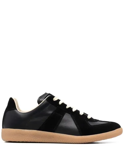 Maison Margiela Replica Low-top Leather Sneakers In Black