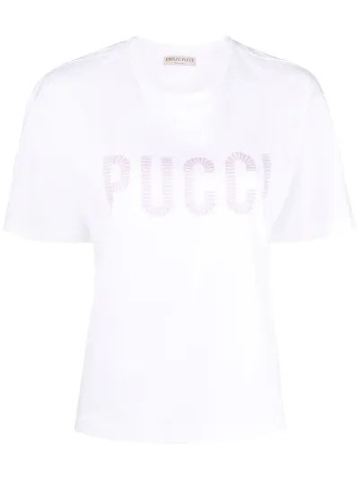 Emilio Pucci Logo-print Crew-neck T-shirt In White