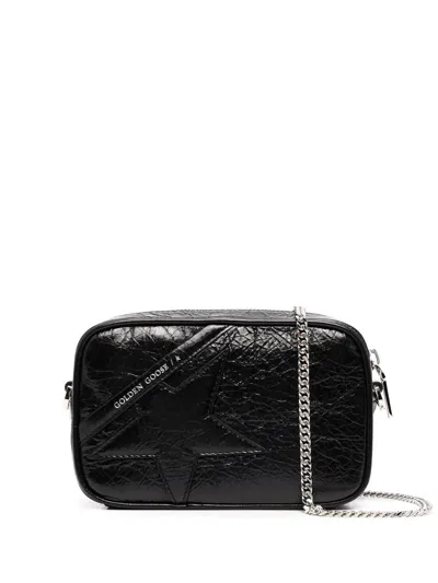 Golden Goose Logo-print Leather Crossbody Bag In Black