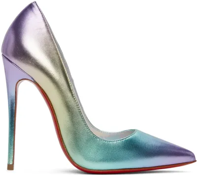 Christian Louboutin So Kate 120 Iridescent Leather Pumps In Silver