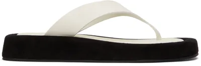 The Row Ginza Two-tone Leather And Suede Platform Flip Flops In Black Natural