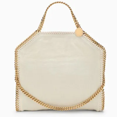 Stella Mccartney Ivory Linen Falabella Fold Over Bag In White