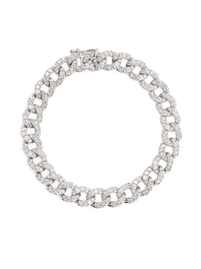 Leo Pizzo 18kt White Gold Groumette Diamond Bracelet In Silber