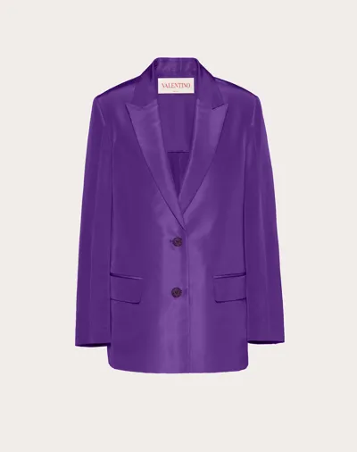 Valentino Silk Faille Single Breasted Blazer In Purple