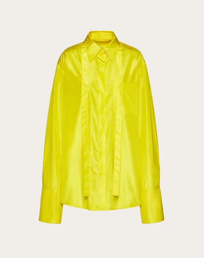 Valentino Oversized Washed Silk Taffeta Shirt In Yellow Sun