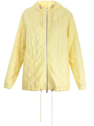 Jil Sander Yellow Quilted Jacket In Cream