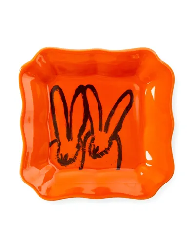 Hunt Slonem Bunny Portrait Plate - Orange