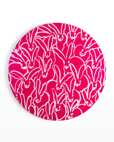 Hunt Slonem Rabbit Run Round Lacquer Placemat, Pink