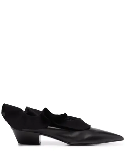 Jil Sander Leather Ruffle-detail Pumps 40 In Black