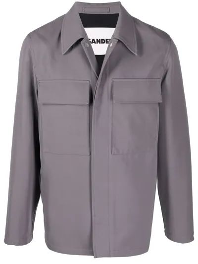 Jil Sander Long-sleeve Button-fastening Jacket In Grey