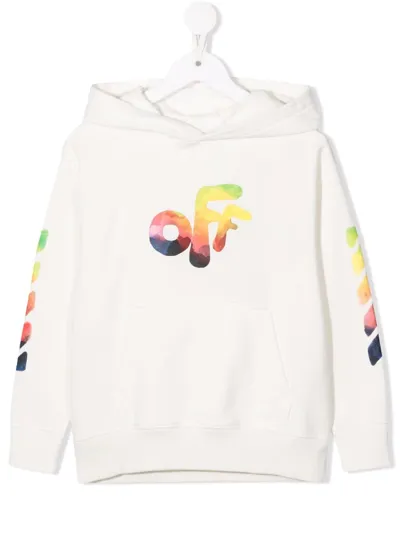 Off-white Off Rounded Watercolor Withe Kids Hoodie In White