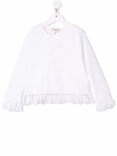 Twinset Teen Logo-embroidered Sweater In White