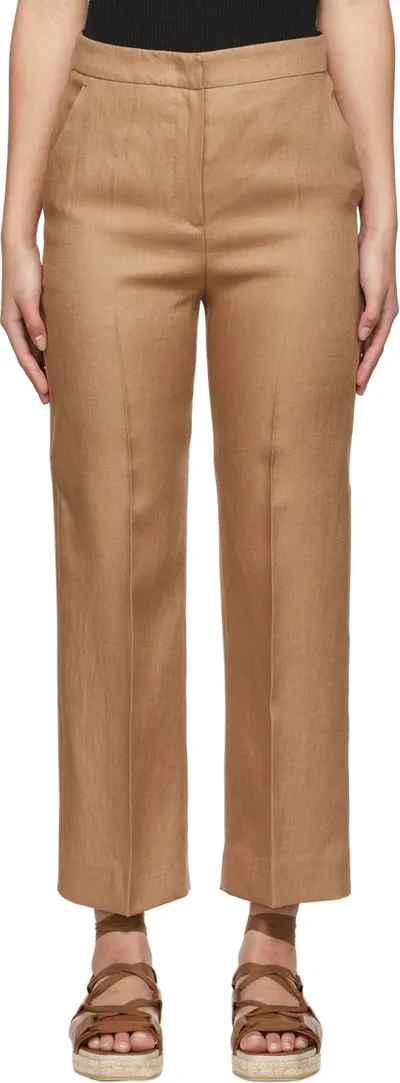 Max Mara Camice Straight-leg Linen Pants In Camel