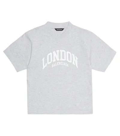 Balenciaga Kids' London Logo-print Cotton T-shirt 4-10 Years In Heather Grey