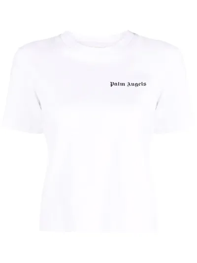 Palm Angels Logo-print Cotton T-shirt In White Black