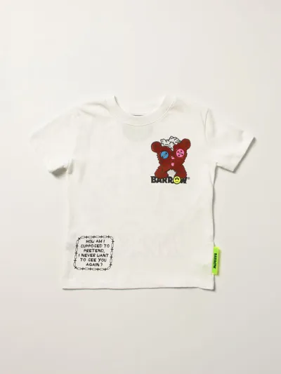 Barrow Kids White Crop T-shirt With Front And Back Print