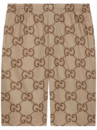 Gucci Pineapple Gg Canvas Shorts In Neutrals