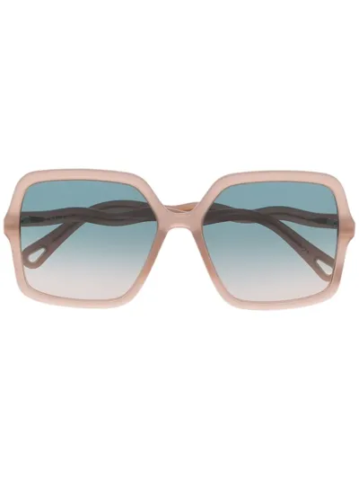 Chloé Zelie Square-frame Sunglasses In Brun