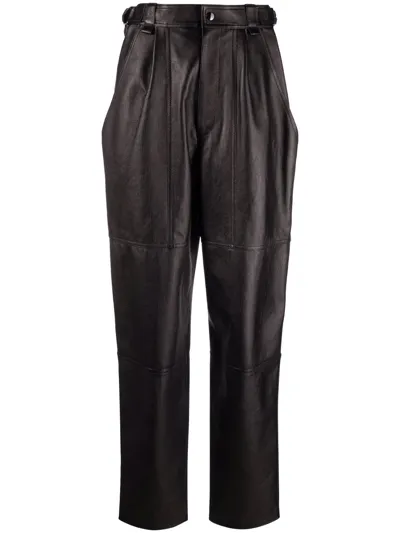 Isabel Marant Straight Leg Leather Trousers In Blue