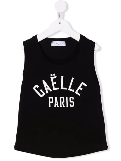 Gaelle Paris Kids' Logo-print Sleeveless Tank Top In Black