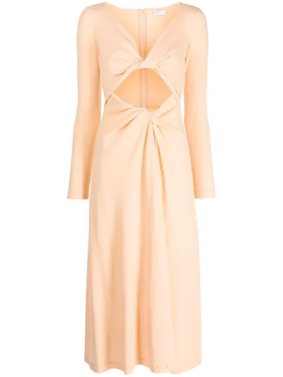 Rosetta Getty + Net Sustain Twist-front Cutout Organic Cotton-jersey Dress In Melon