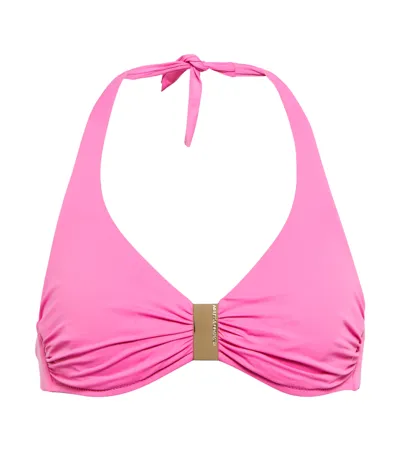 Melissa Odabash Provence Embellished Halterneck Bikini Top In Hot Pink