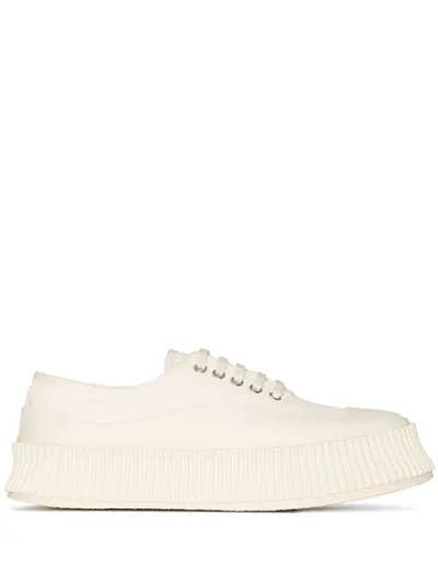 Jil Sander Ribbed-sole Low-top Sneakers In White