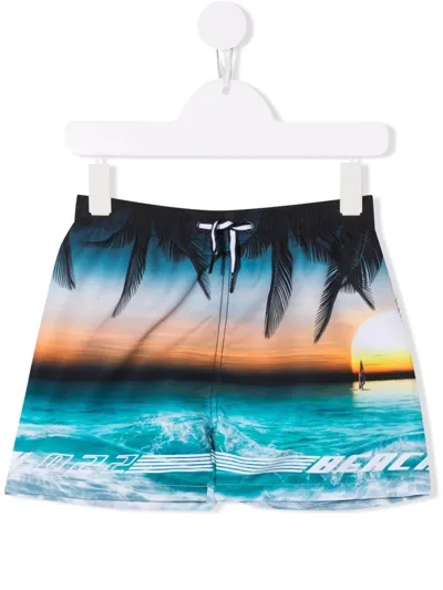 Molo Teen Photographic-print Swim Shorts In Blue