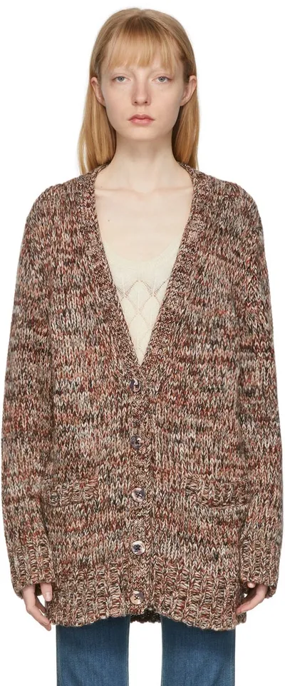 Chloé Multicolor Cashmere & Wool Cardigan In Nude & Neutrals