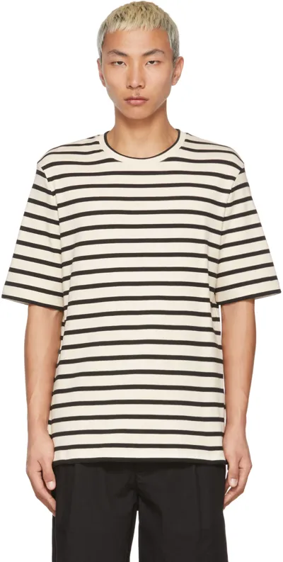 Jil Sander Horizontal-stripe Crew Neck T-shirt In Bluejay