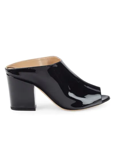 Sergio Rossi Women's Block-heel Patent-leather Mules In Black