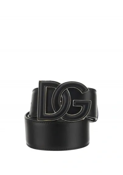 Dolce & Gabbana Dg Buckle Leather Belt In Black