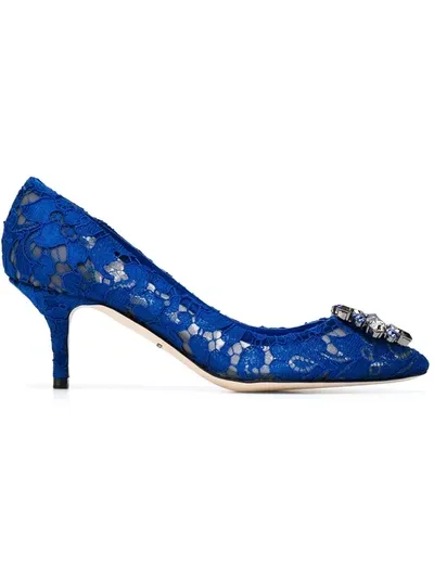 Dolce & Gabbana Bellucci Taormina Lace Pumps In Blue