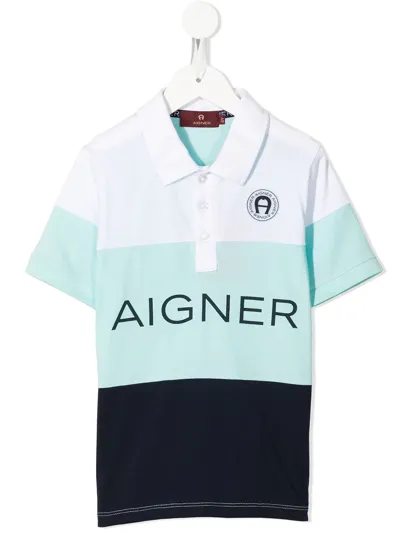 Aigner Kids' Logo-print Polo Shirt In Blue