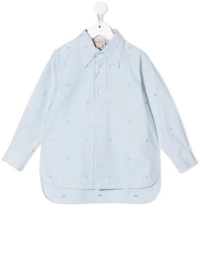 Gucci Kids' Classic Button-up Shirt In Blue