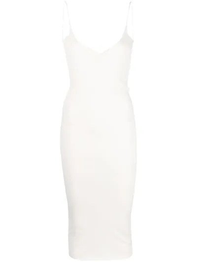 Dsquared2 Ruched Backless Midi Dress In Weiss