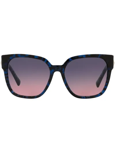 Valentino Roman Stud Square-frame Patterned Sunglasses In Gradient Rose To Blue