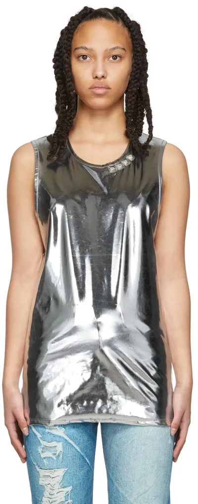 Doublet Silver Stud Embroidered Metallic Tank Top