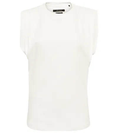 Isabel Marant Zutti Padded-shoulder Cotton-jersey T-shirt In Ecru