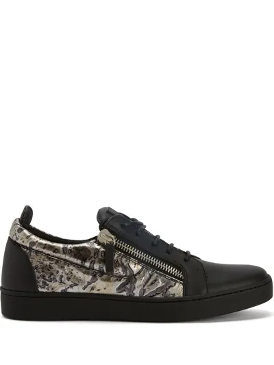 Giuseppe Zanotti Stone-print Frankie Sneakers In Black