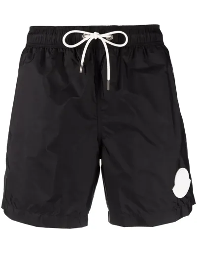 Moncler Logo-patch Swim Shorts In Black