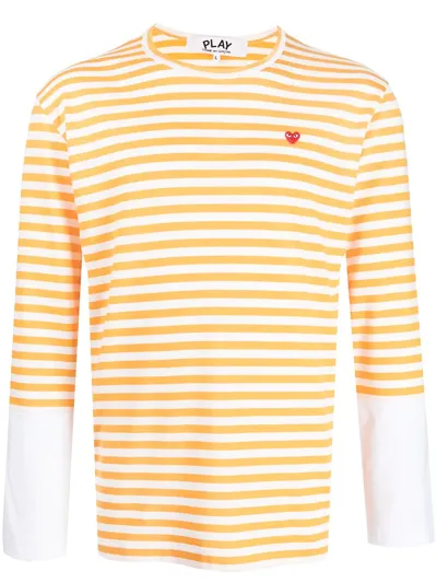 Comme Des Garçons Play Striped Long-sleeve T-shirt In Yellow