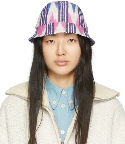 Isabel Marant Haley Stripe Printed Canvas Bucket Hat In Ecru