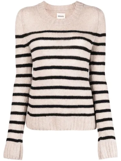 Khaite Tilda Mariner Stripe Cashmere Sweater In Powder Black Stripe