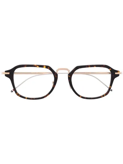 Thom Browne Tortoiseshell-effect Square-frame Glasses In 415 Navy