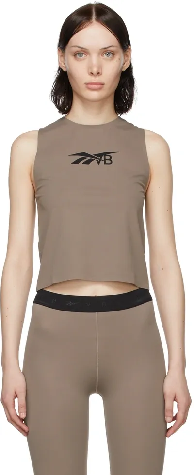 Victoria Beckham Logo-print Sleeveless Tank Top In Brown