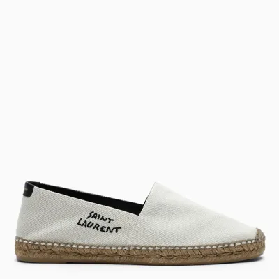 Saint Laurent Ecru Espadrilles With Logo Lettering In Beige