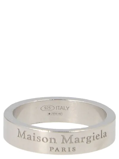 Maison Margiela Logo Engraved Ring In Silver